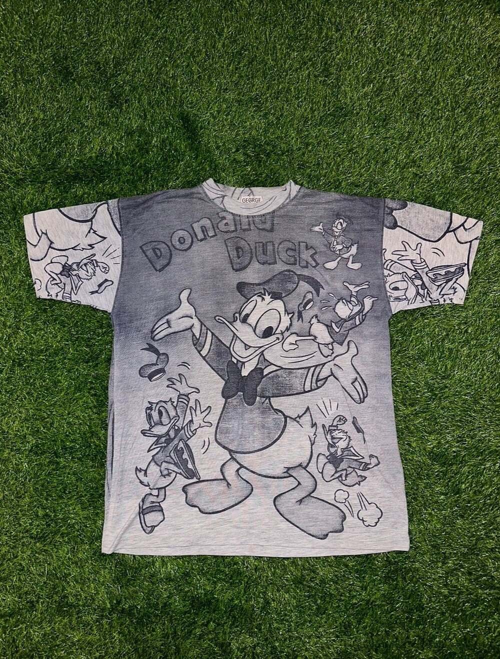 George Disney Donald Duck Allover Print Sketch Graphic T-Shirt